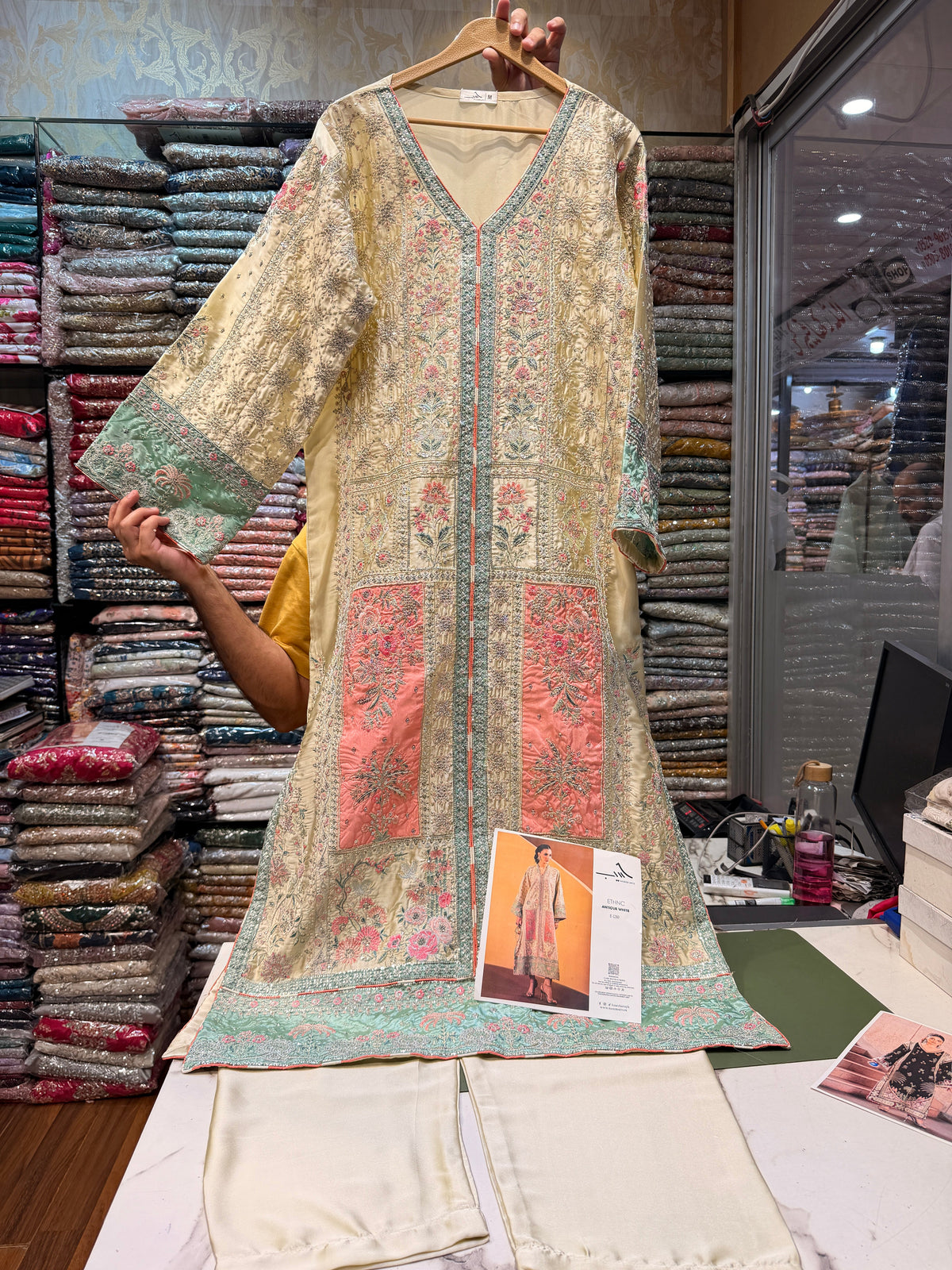 ETHNC SILK KAFTAN 2PC E-1210 STICHED (Delivery Time 10 to 15 Days)