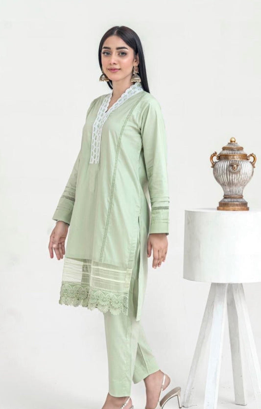 LAWN STICHED 2PC PISTACHIO