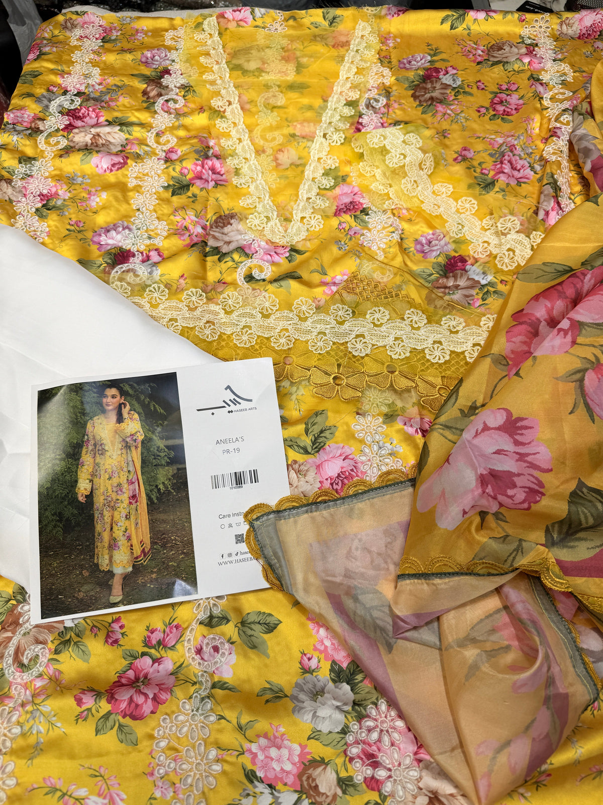 ANEELAS SILK PRINT YELLOW