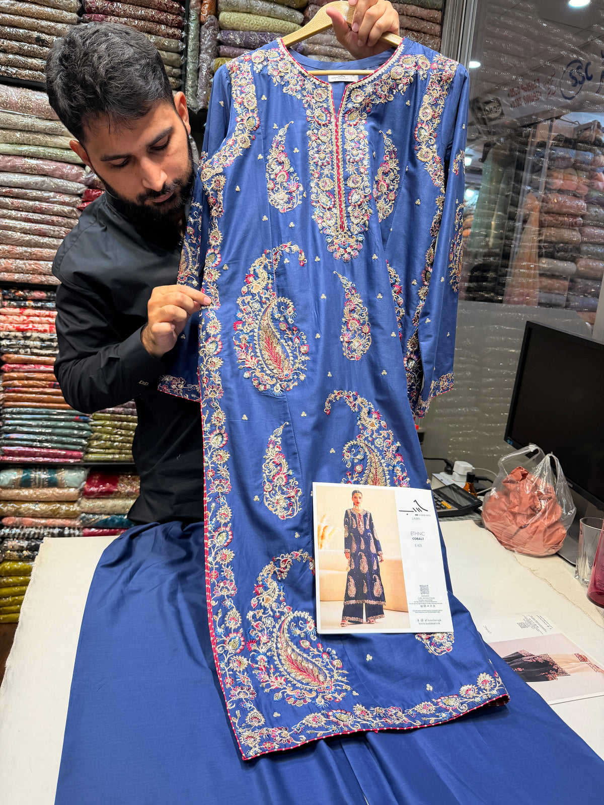 ETHNC KURTA SET 2PC E-623 COBALT