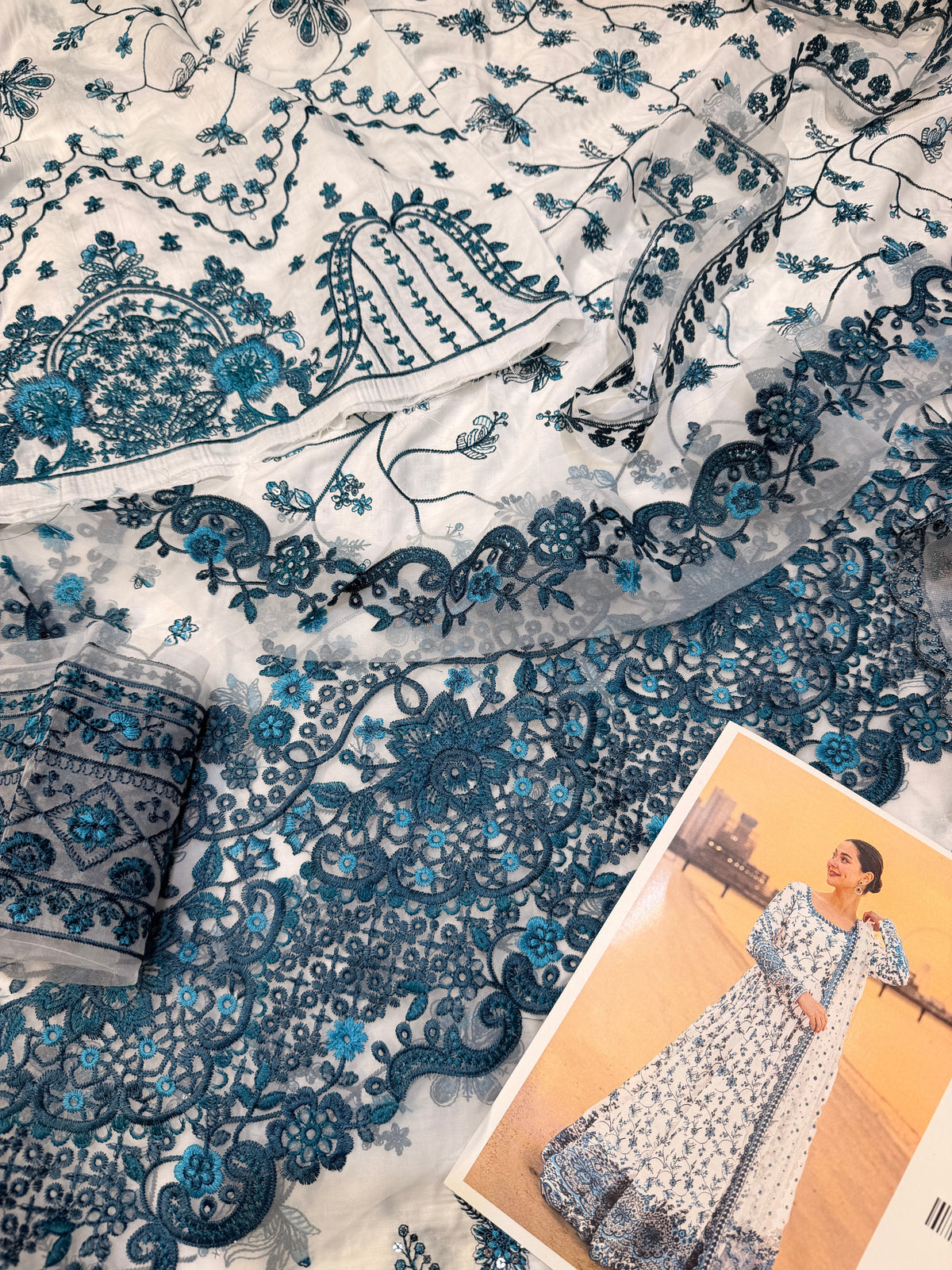 FAIZA SAQLAIN LAWN WHITE BLUE
