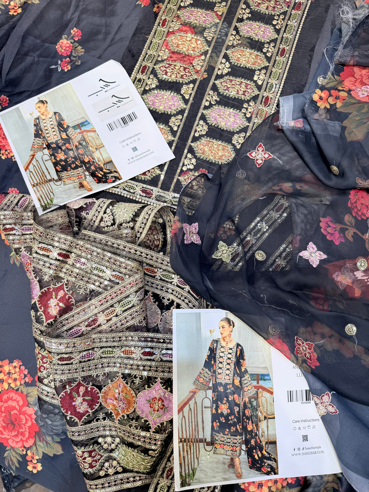 ANEELAS SILK PRINT BLACK