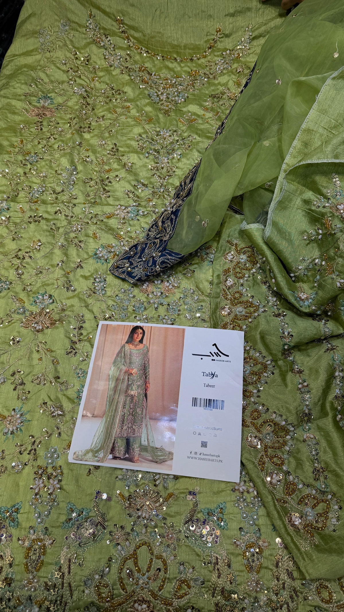 TABYA RAW SILK TABEER PISTACHIO