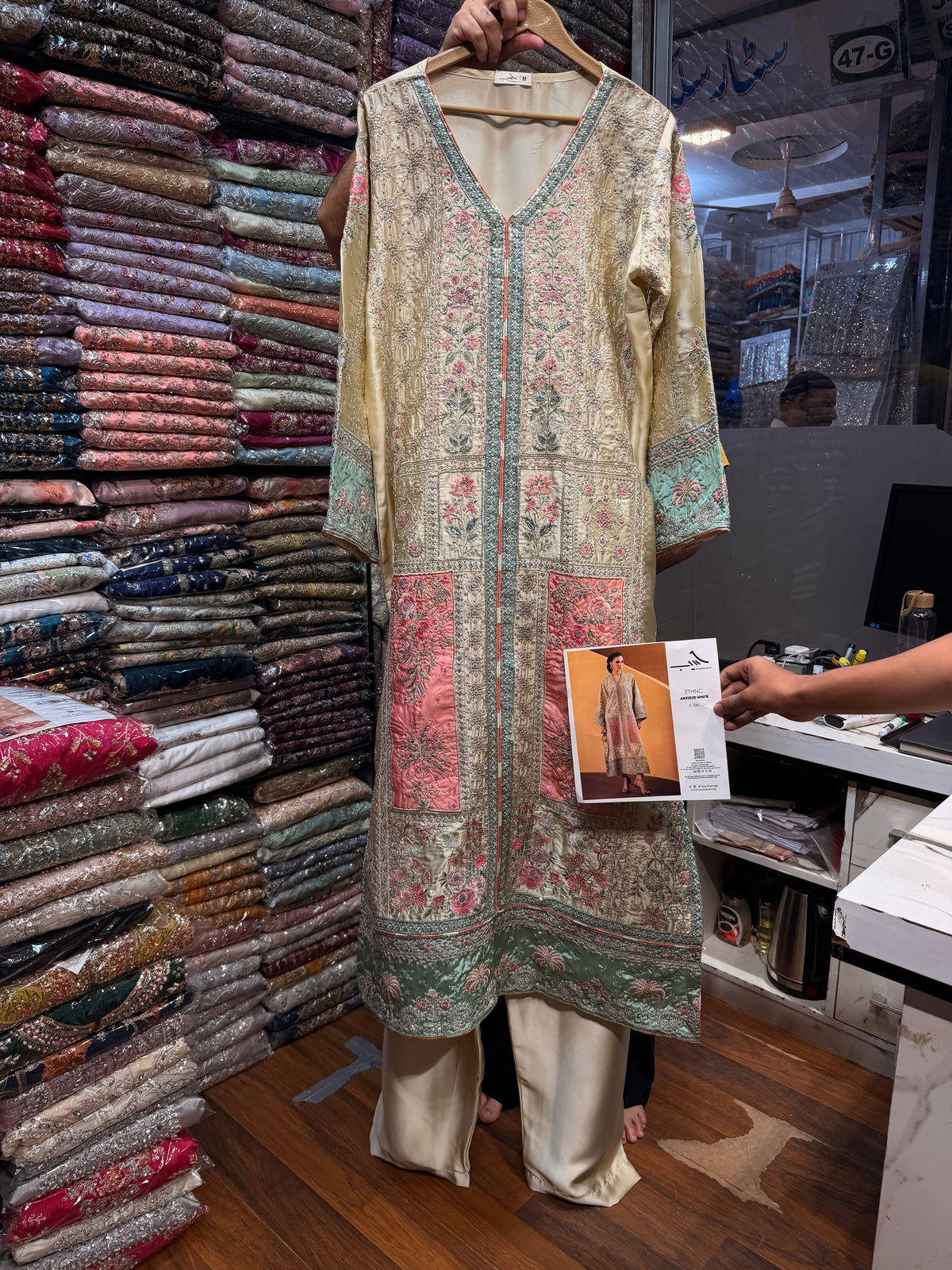 ETHNC SILK KAFTAN 2PC E-1210 STICHED (Delivery Time 10 to 15 Days)