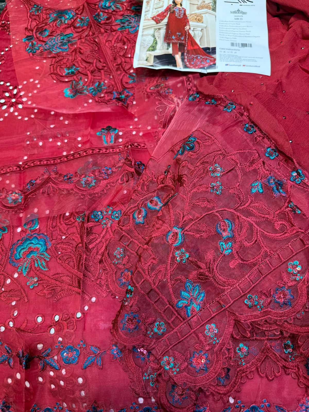 MARIA.B MB 33 MEHROON LAWN 3PC