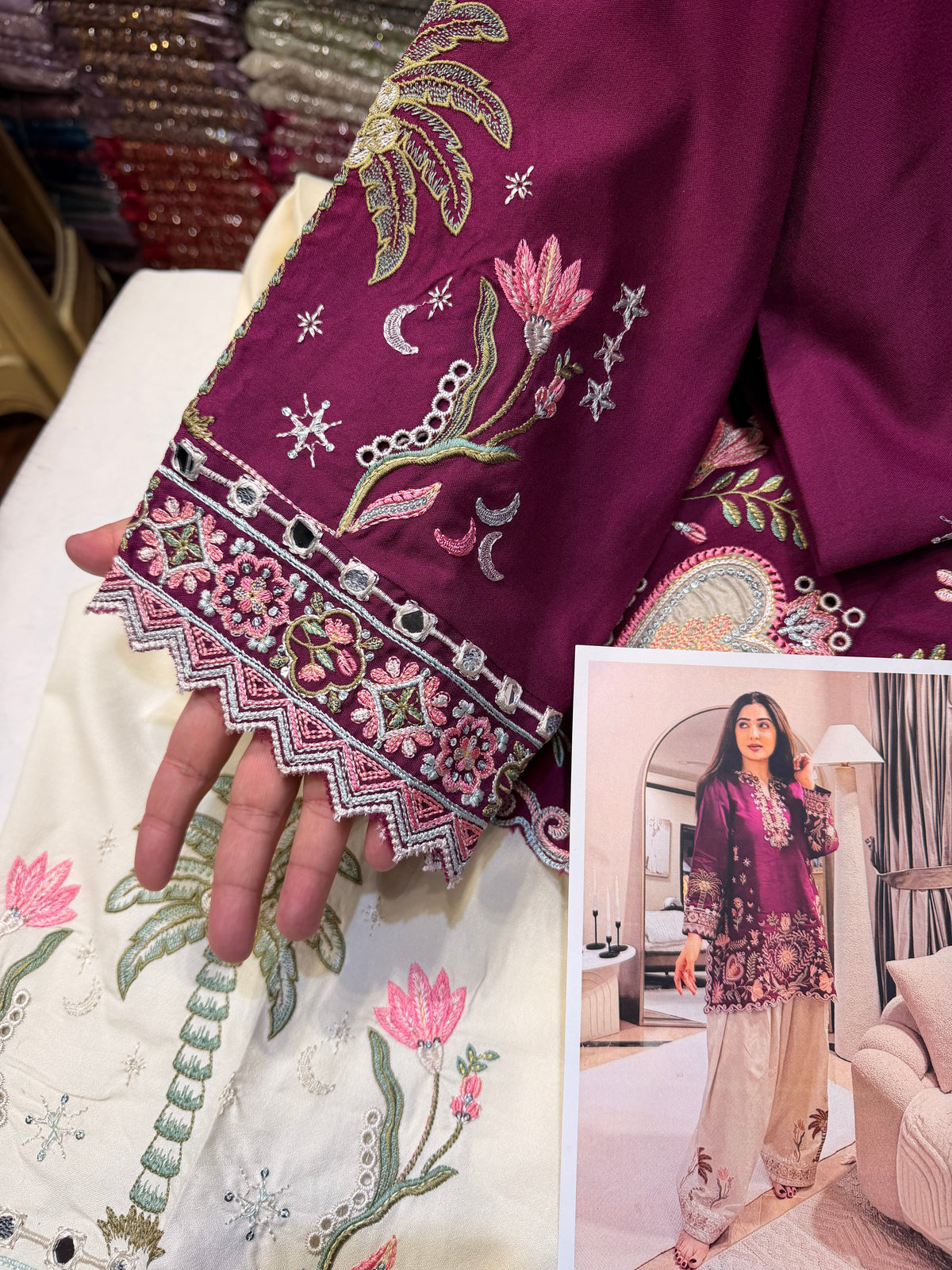 ETHNC KURTA SET 2PC MULBERRY DHANAK