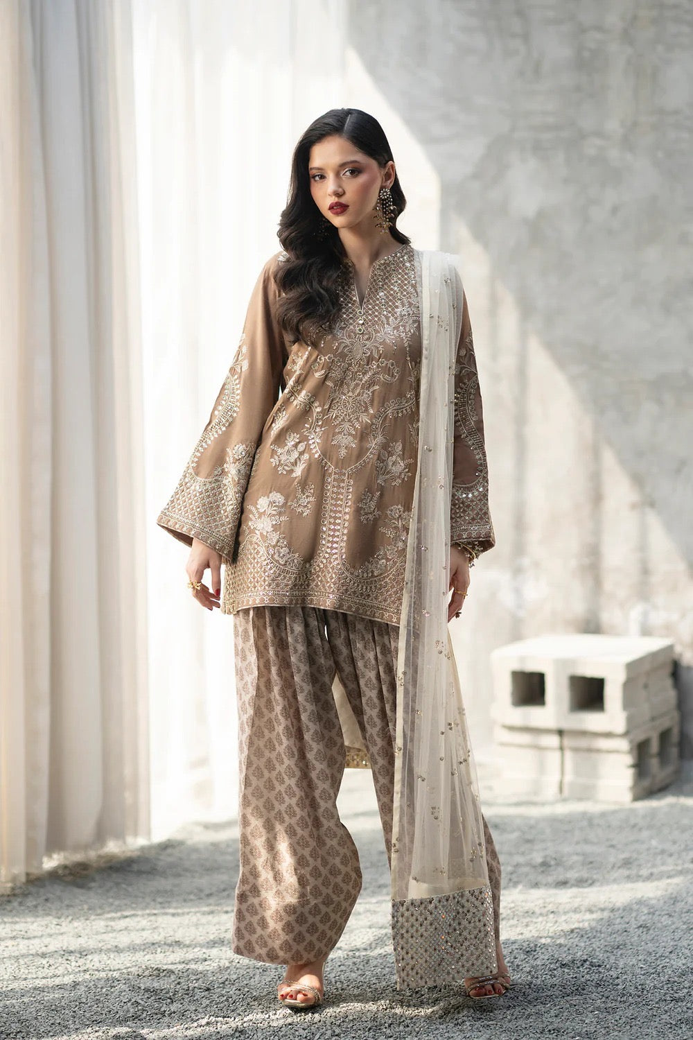 ETHNC KURTA SET VISCOSE E-1086 3PC (Delivery Time 10 to 15 days)