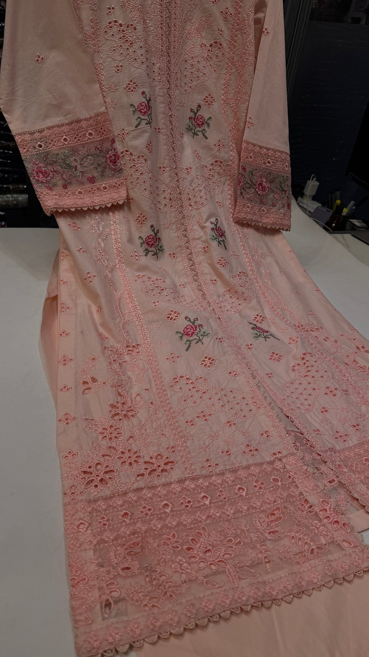 QALAMKAR NIRA LAWN PEACH
