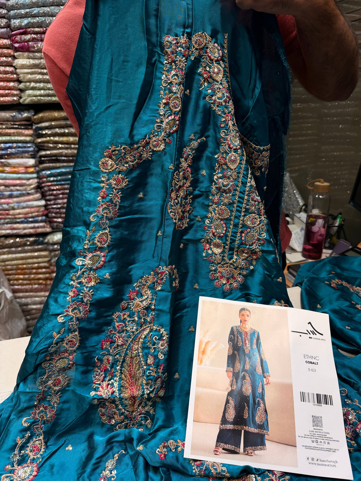 ETHNC SILK E-623 KAFTAN 2PC UNSTICHED