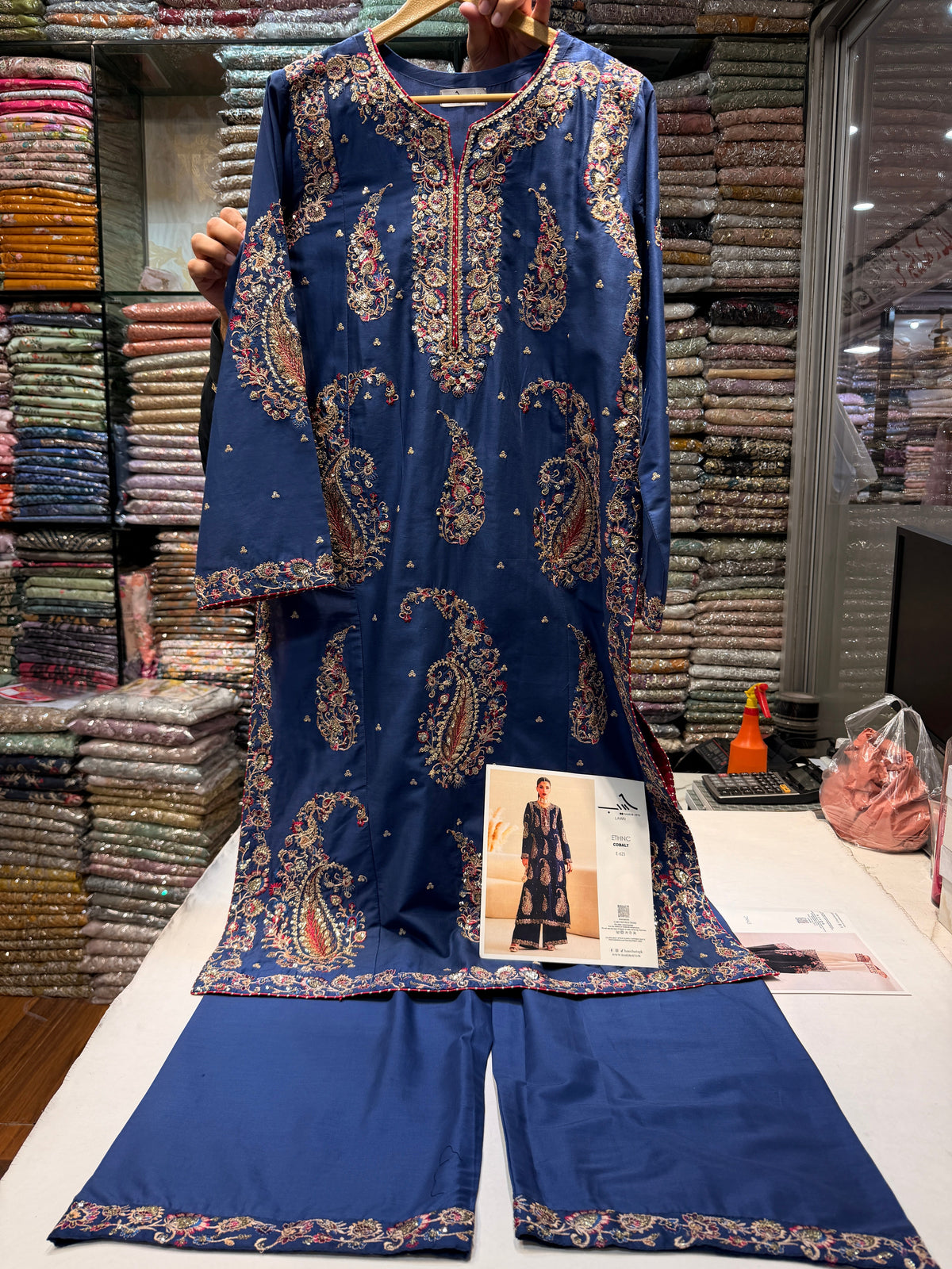 ETHNC KURTA SET 2PC E-623 COBALT