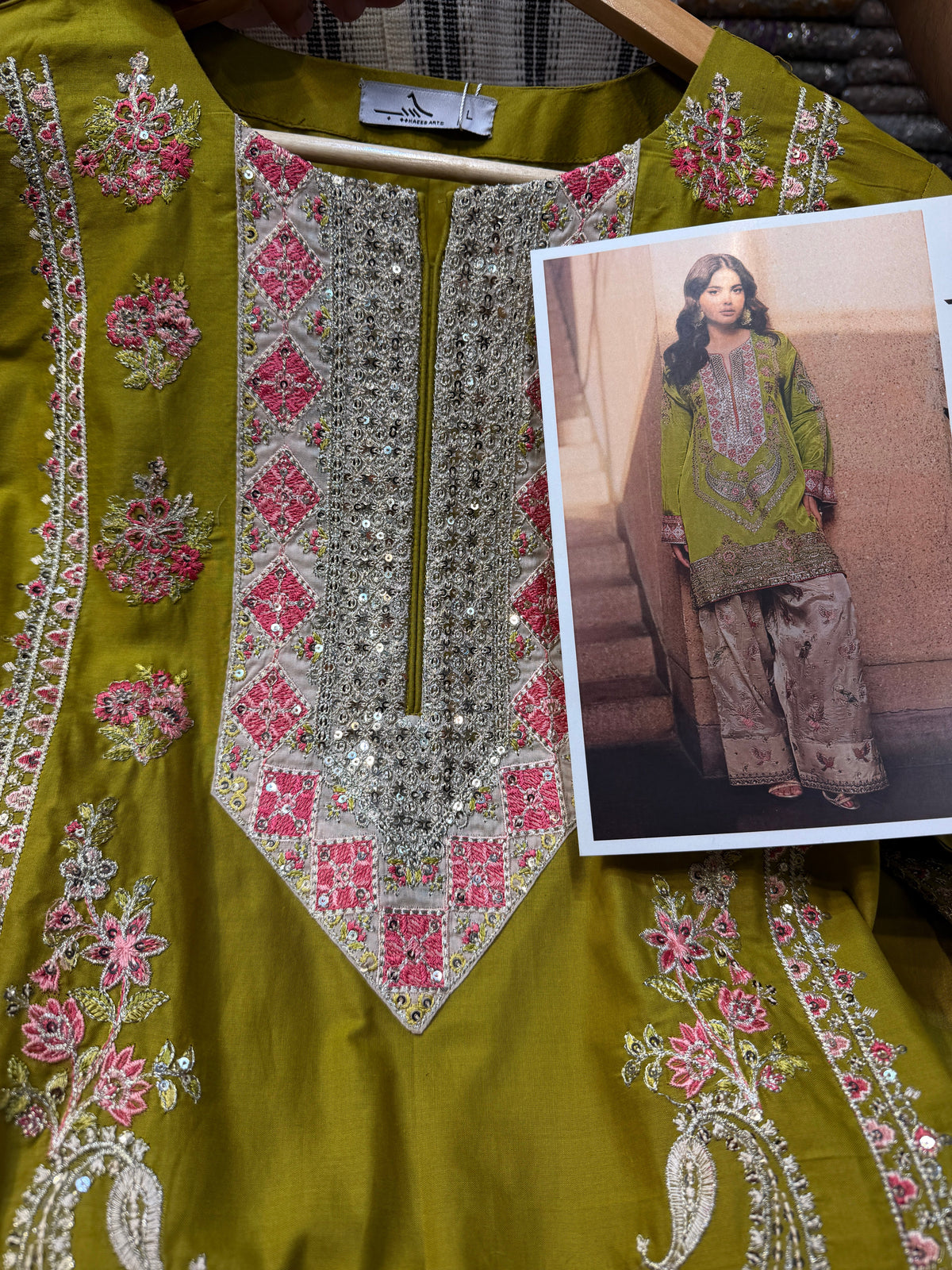ETHNC KURTA SET 2Pc E-123 LIME