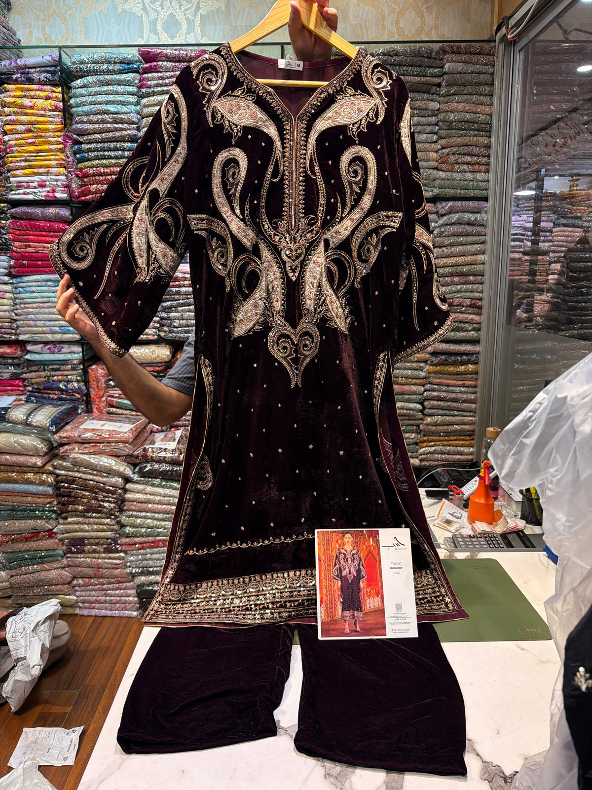 ETHNC VELVET 2PC E-1069 STICHED (Delivery Time 15 to 20 Days)