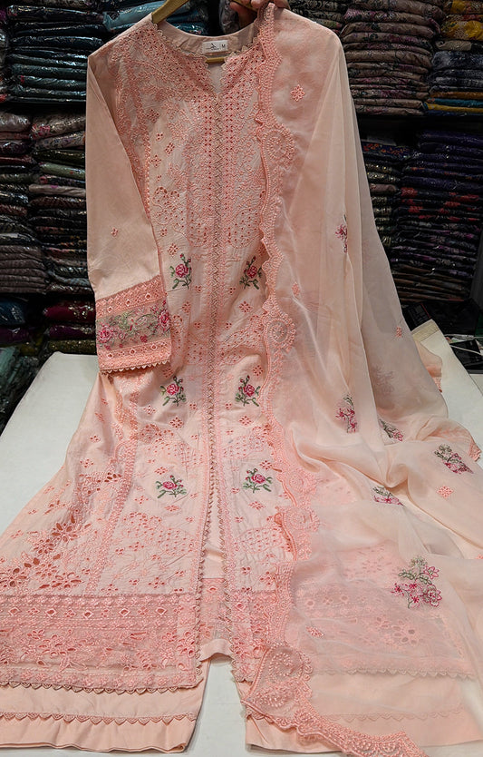 QALAMKAR NIRA LAWN PEACH