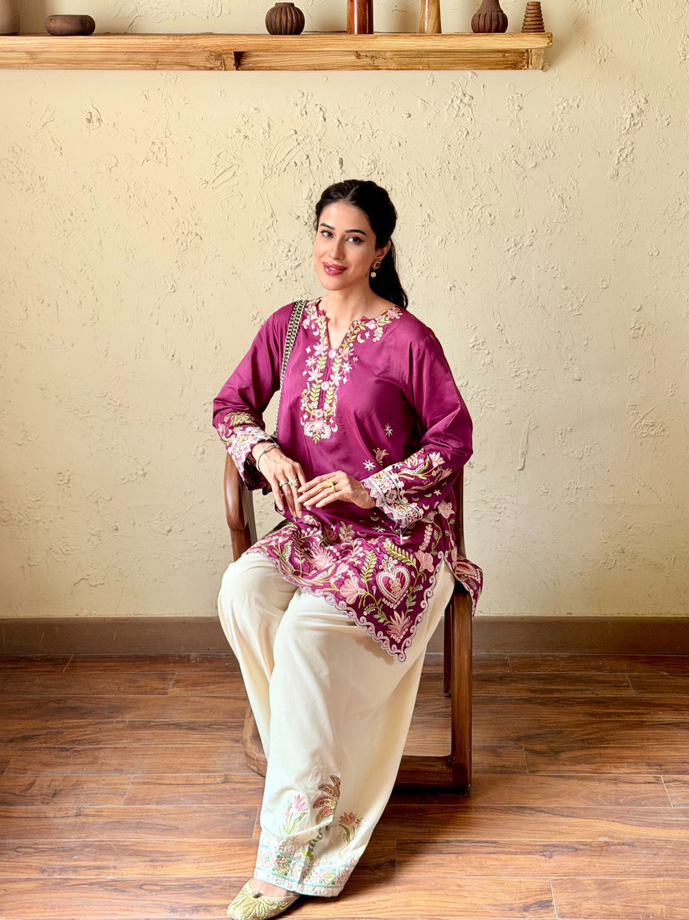 ETHNC KURTA SET 2PC MULBERRY DHANAK