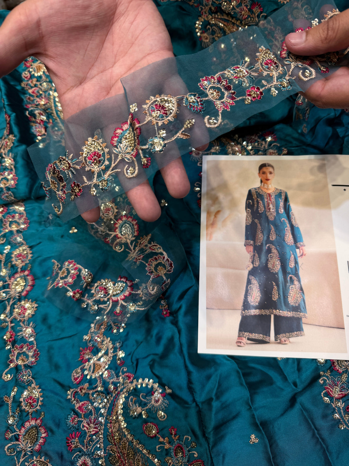 ETHNC SILK E-623 KAFTAN 2PC UNSTICHED