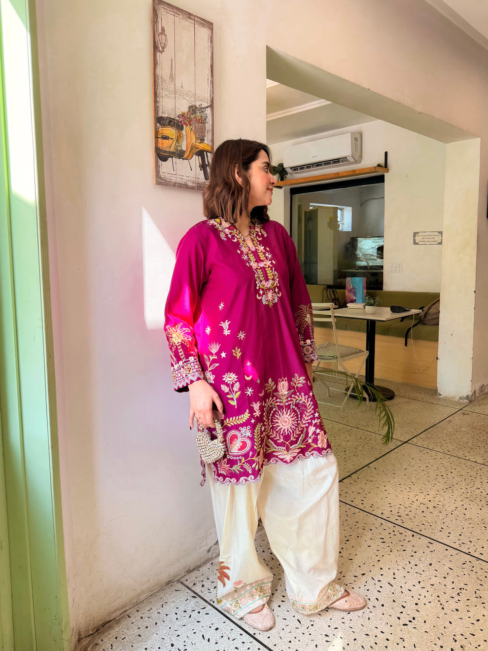 ETHNC KURTA SET 2PC MULBERRY DHANAK