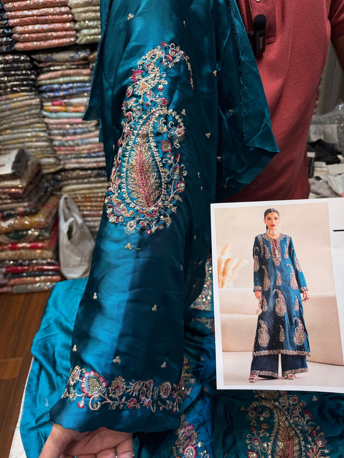 ETHNC SILK E-623 KAFTAN 2PC UNSTICHED