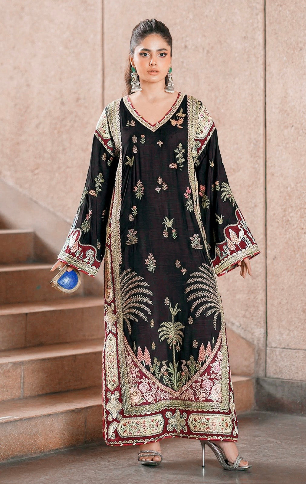 ETHNC SILK E-1024 KAFTAN 2PC