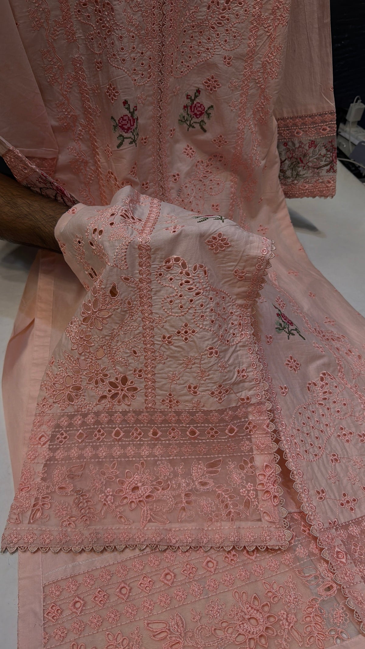QALAMKAR NIRA LAWN PEACH