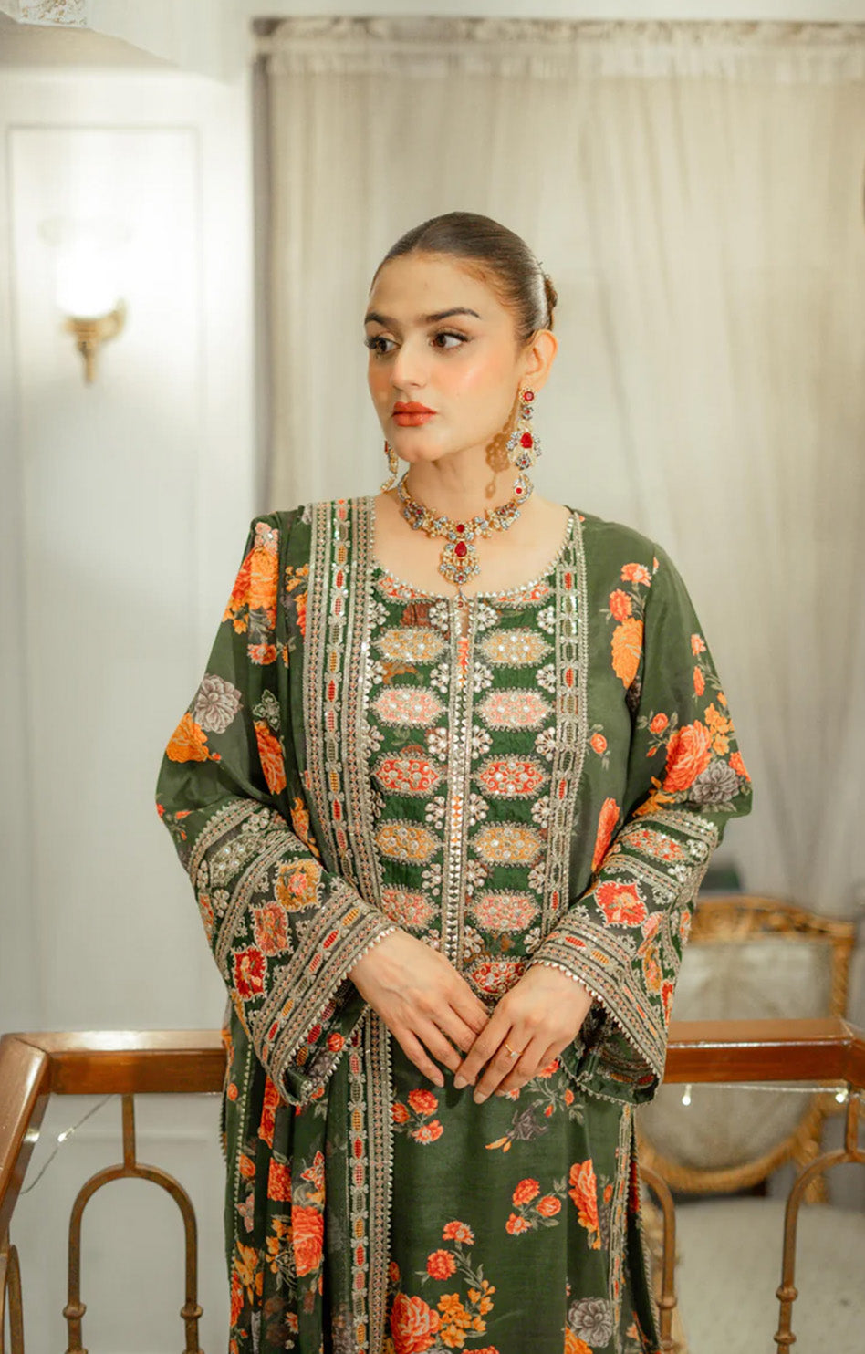 ANEELAS SILK PRINT GREEN