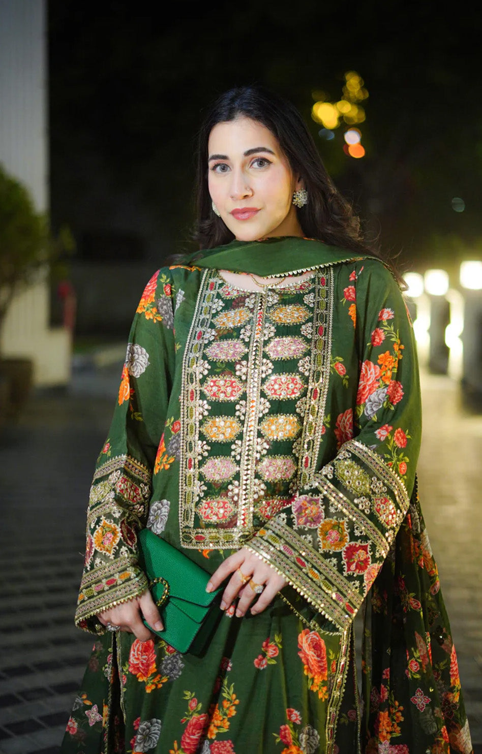 ANEELAS SILK PRINT GREEN