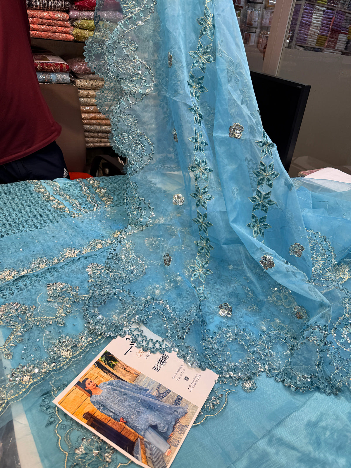 LAILA MISHRA ORGANZA AMAL ICE BLUE