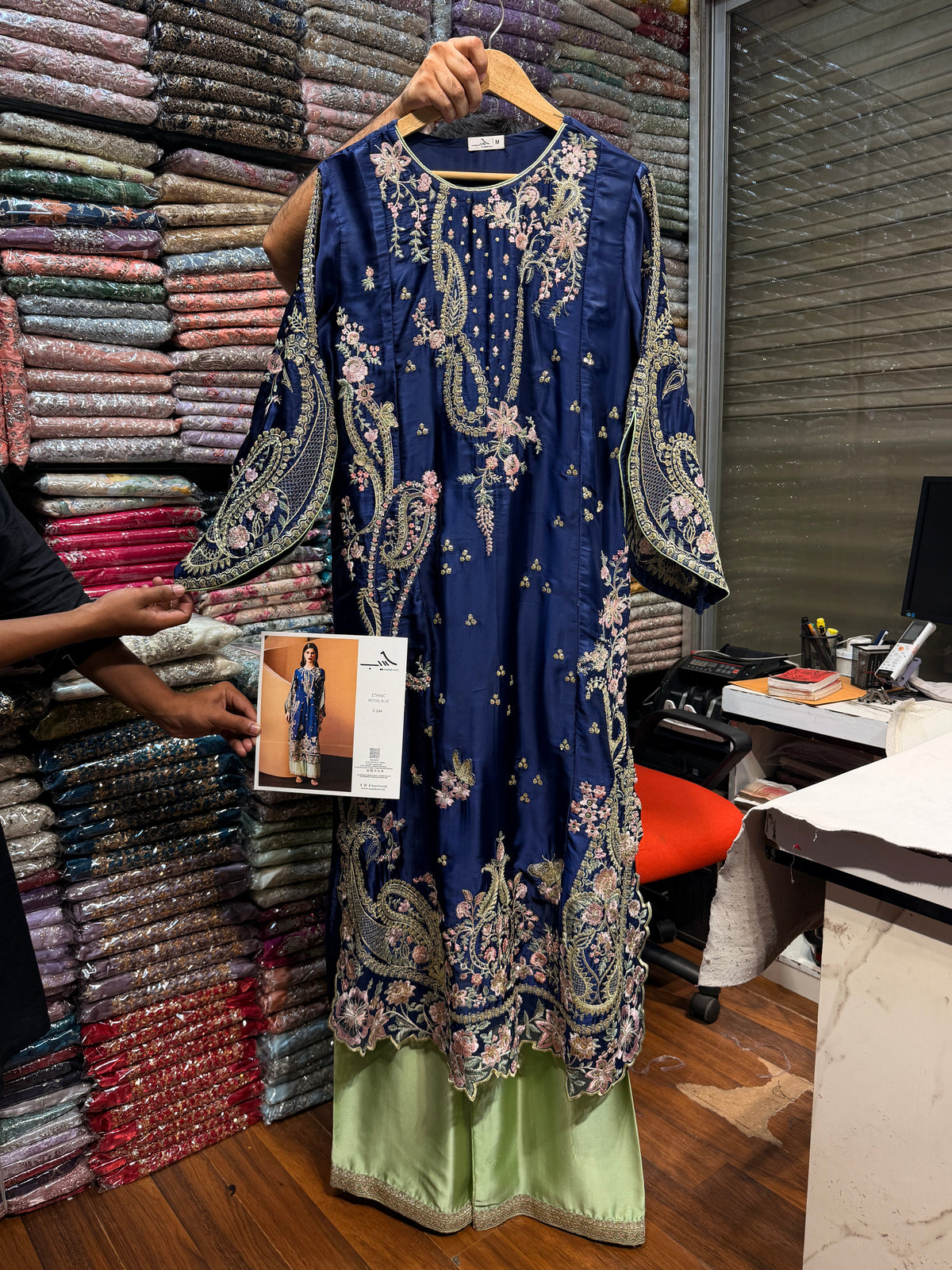 ETHNC KAFTAN SILK 2PC E-1144 (Delivery Time 10 to 15 Days)