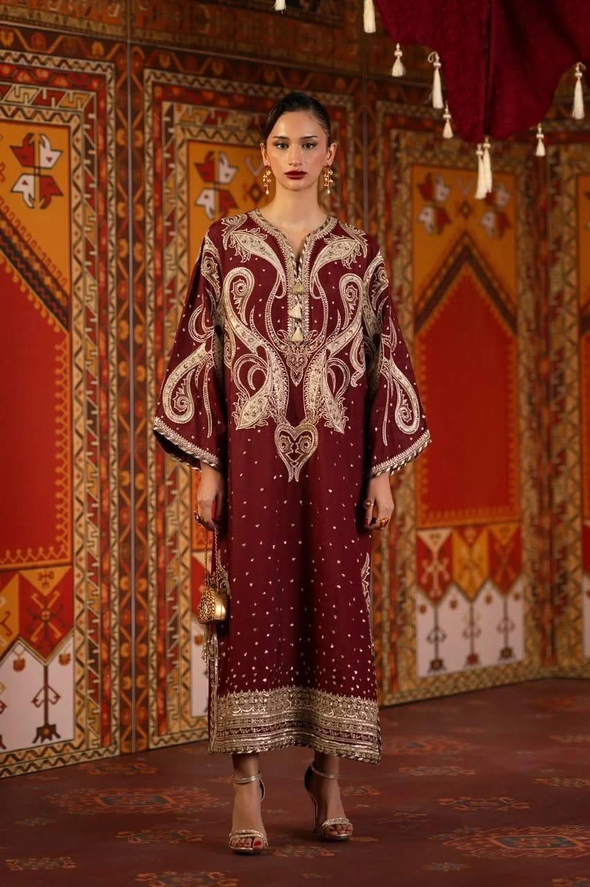 ETHNC SILK KAFTAN 2PC E-1069 STICHED (Delivery Time 10 to 15 Days)