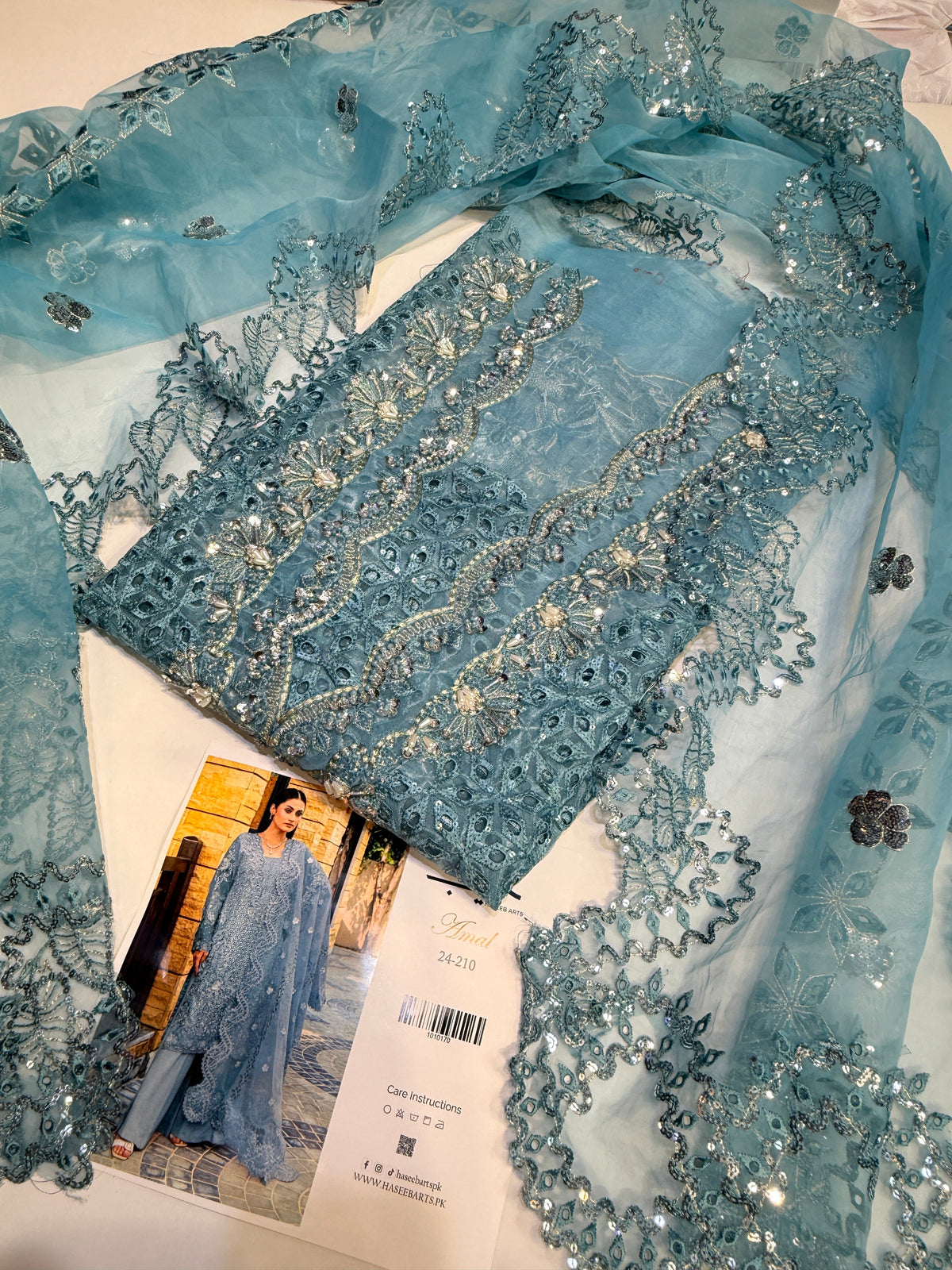 LAILA MISHRA ORGANZA AMAL ICE BLUE