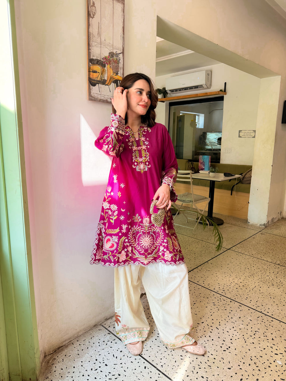 ETHNC KURTA SET 2PC MULBERRY DHANAK