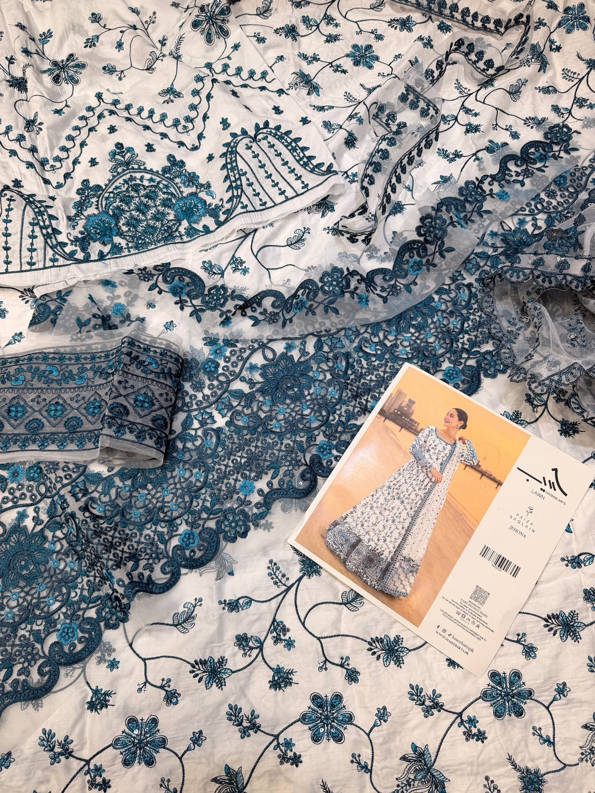 FAIZA SAQLAIN LAWN WHITE BLUE