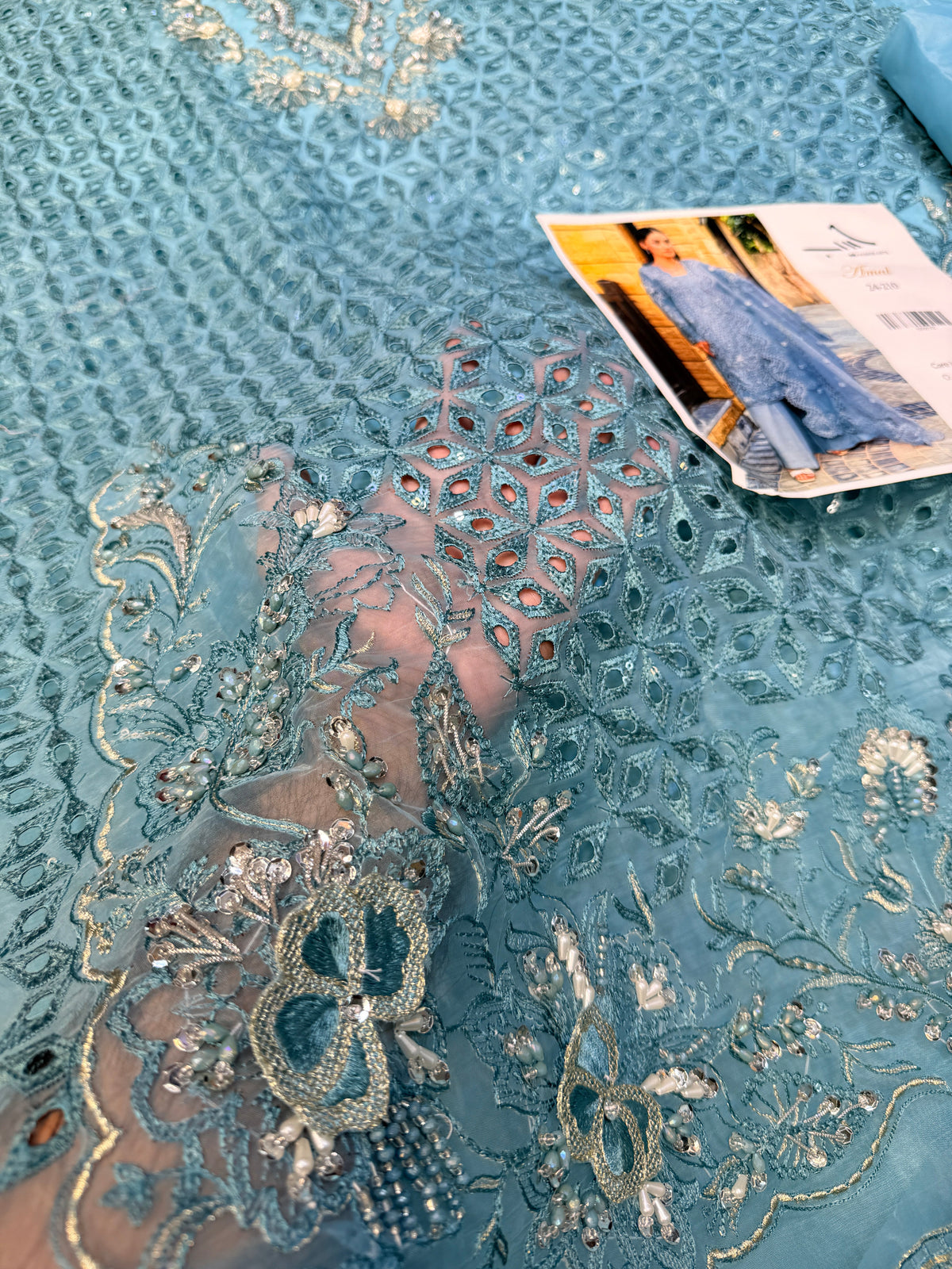 LAILA MISHRA ORGANZA AMAL ICE BLUE