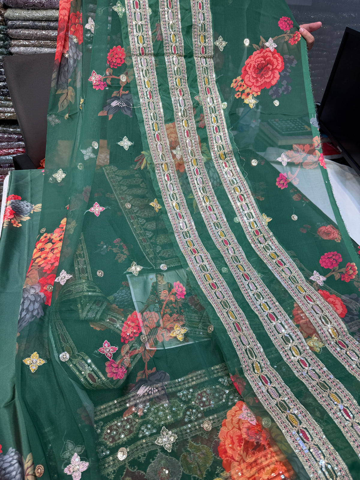 ANEELAS SILK PRINT GREEN