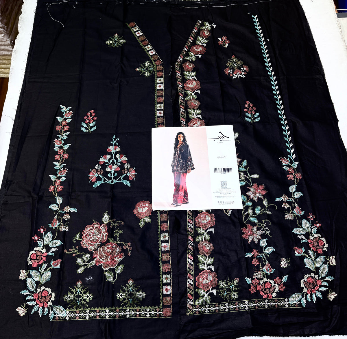 ETHNC  BLACK & RED 2PC UNSTICHED
