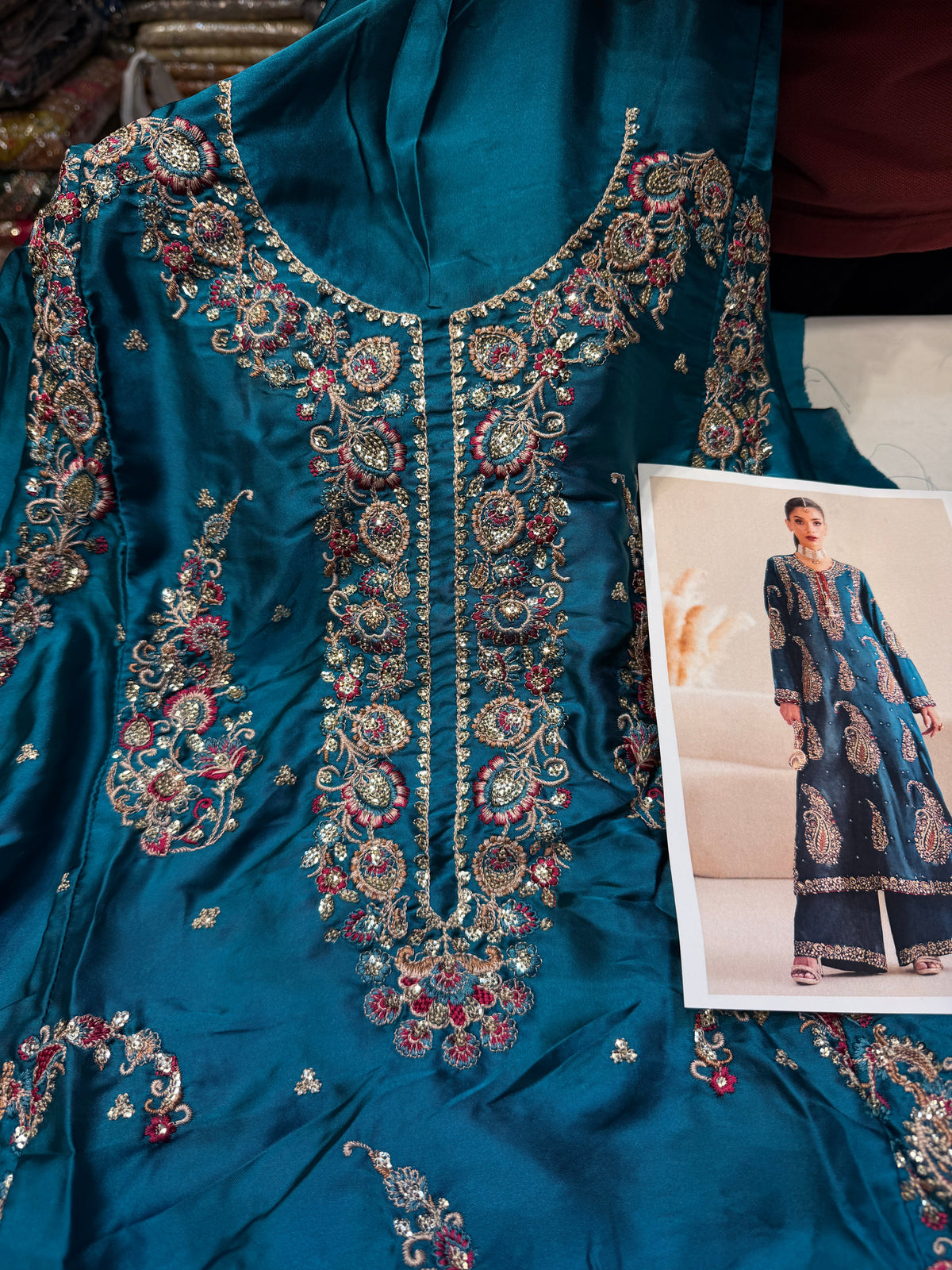 ETHNC SILK E-623 KAFTAN 2PC UNSTICHED