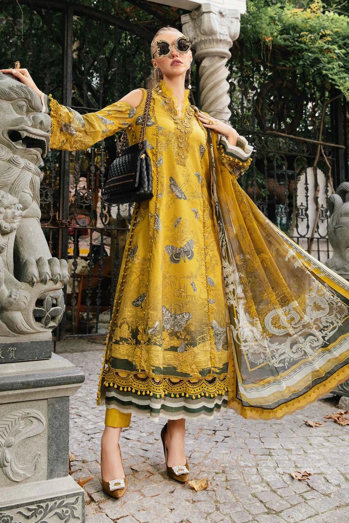 LINEN PRINTED 3 PIECE UNSTICHED YELLOW N
