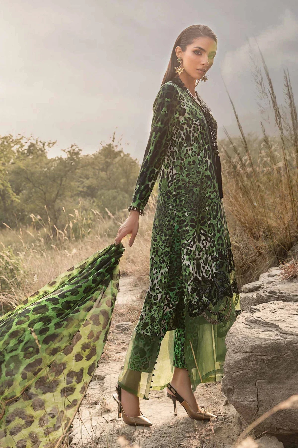 KHADDAR PRINT 3 PC UNSTICHED KH GREEN