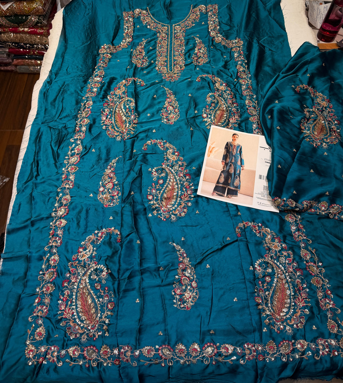 ETHNC SILK E-623 KAFTAN 2PC UNSTICHED