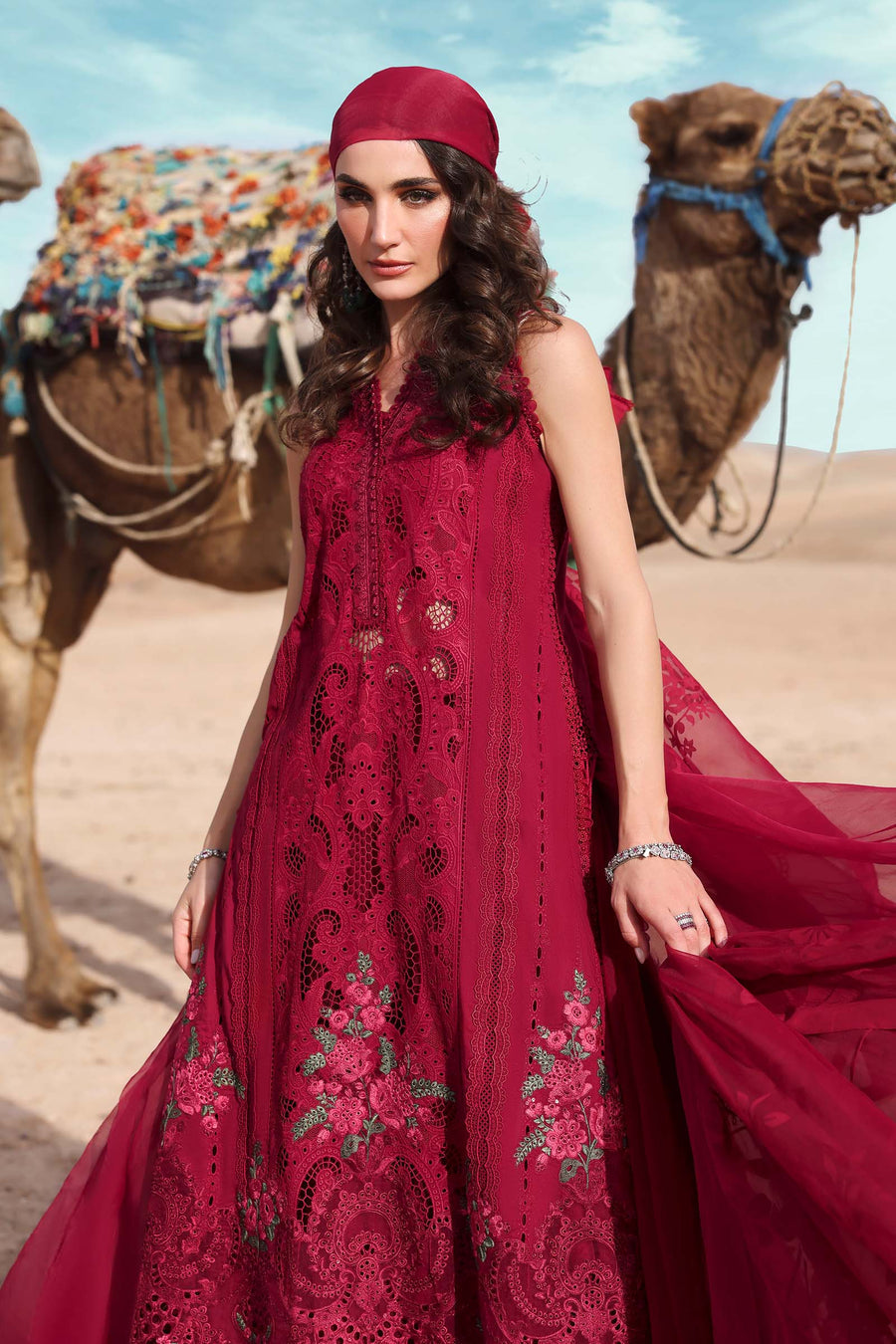 MARIA B MB D-2504 MEROON LAWN