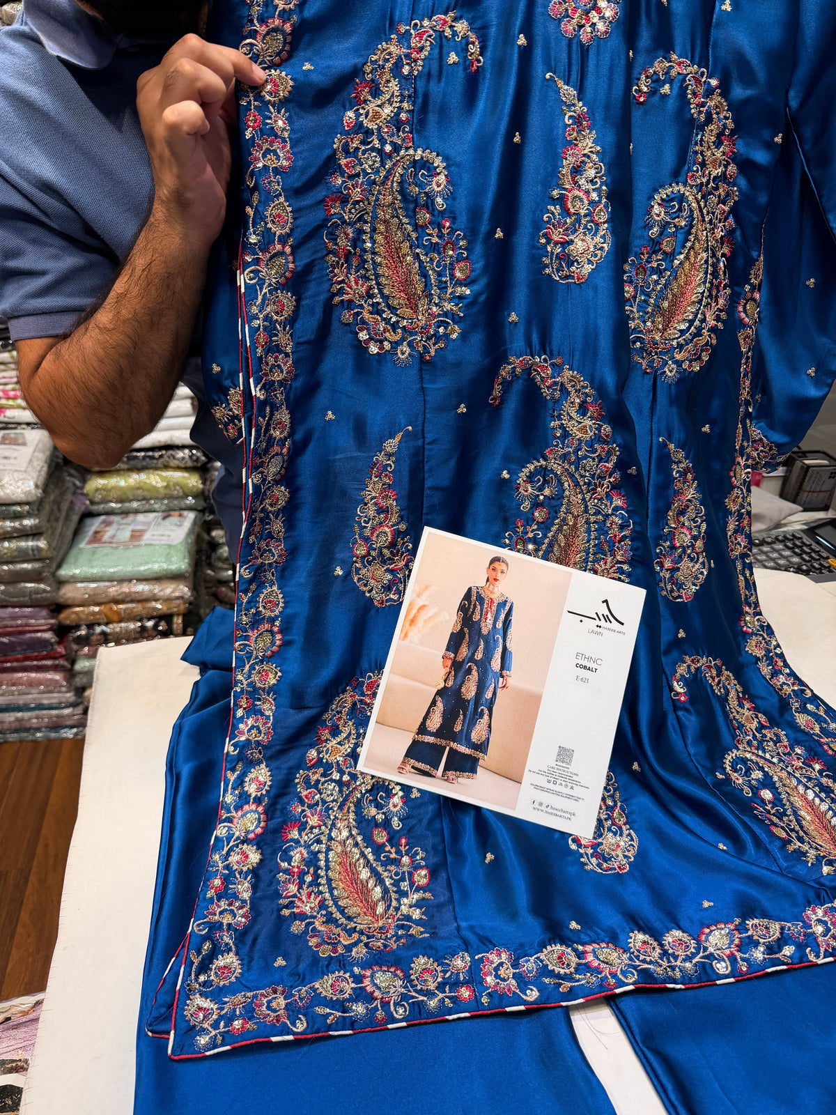 ETHNC KURTA SET SILK2PC E-623 COBALT (Delivery Time 10 to 15 Days)