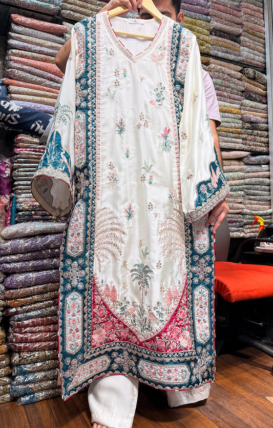 ETHNC SILK KAFTAN 2PC E-1046 STICHED