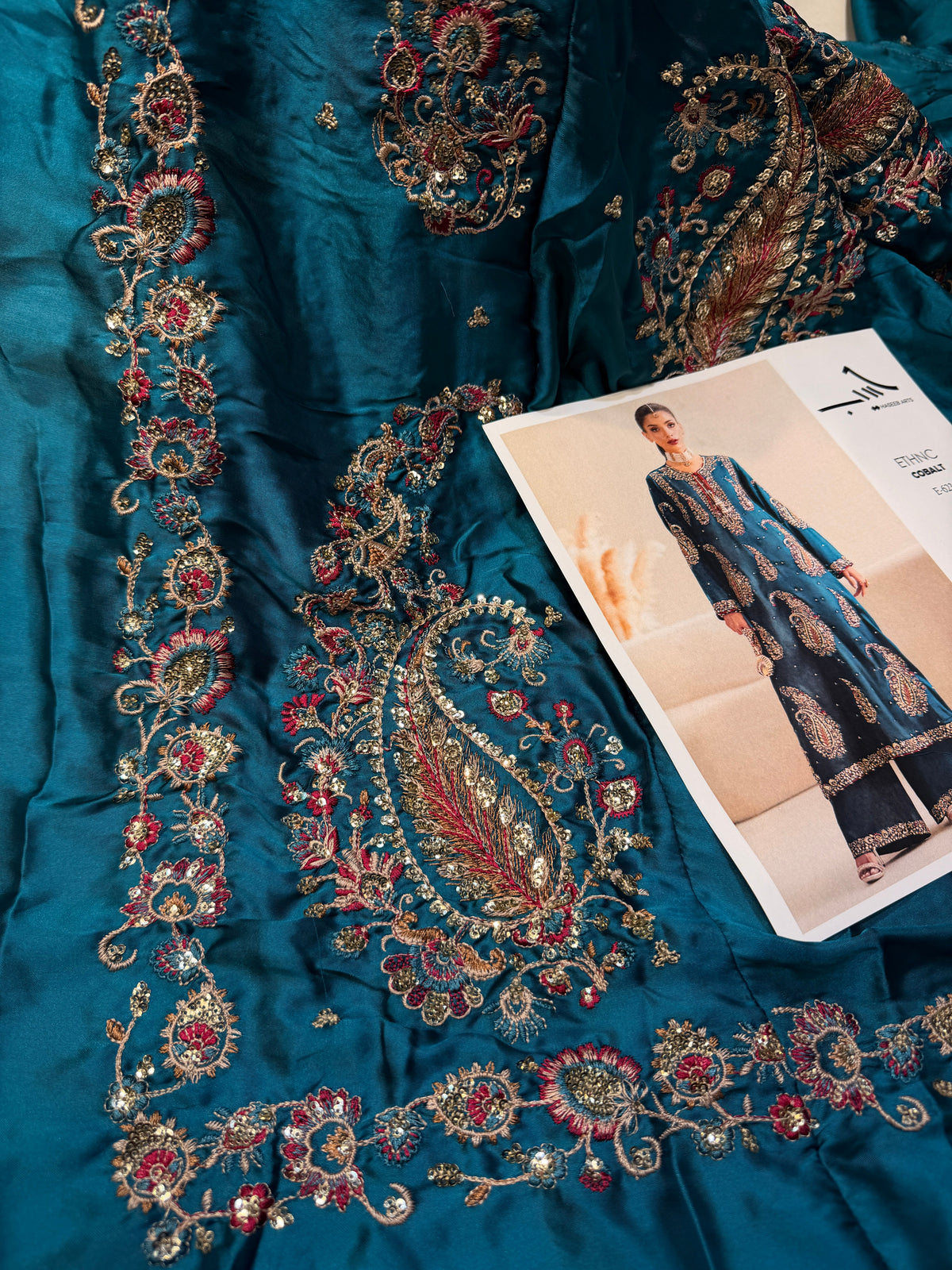 ETHNC SILK E-623 KAFTAN 2PC UNSTICHED