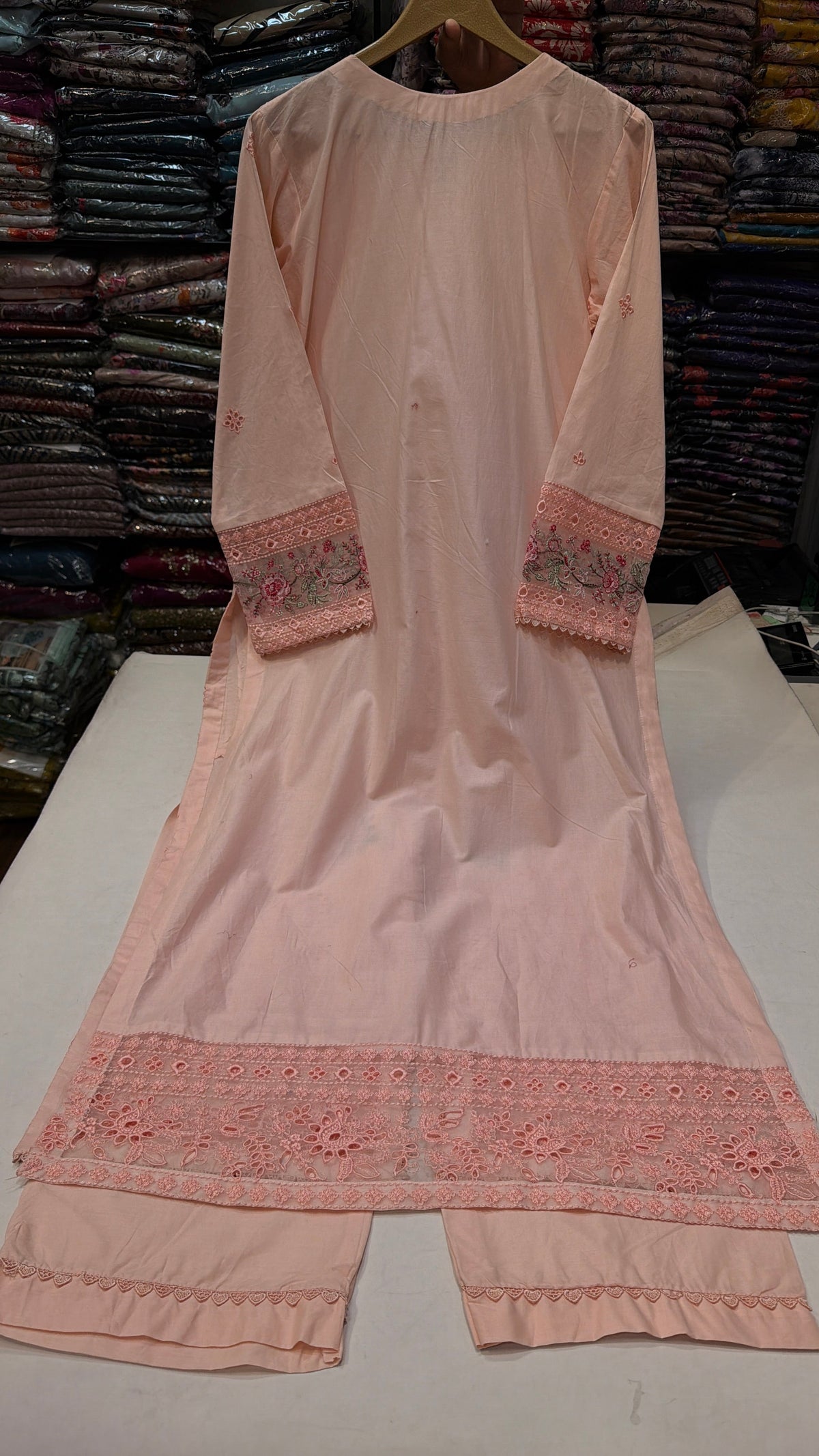 QALAMKAR NIRA LAWN PEACH
