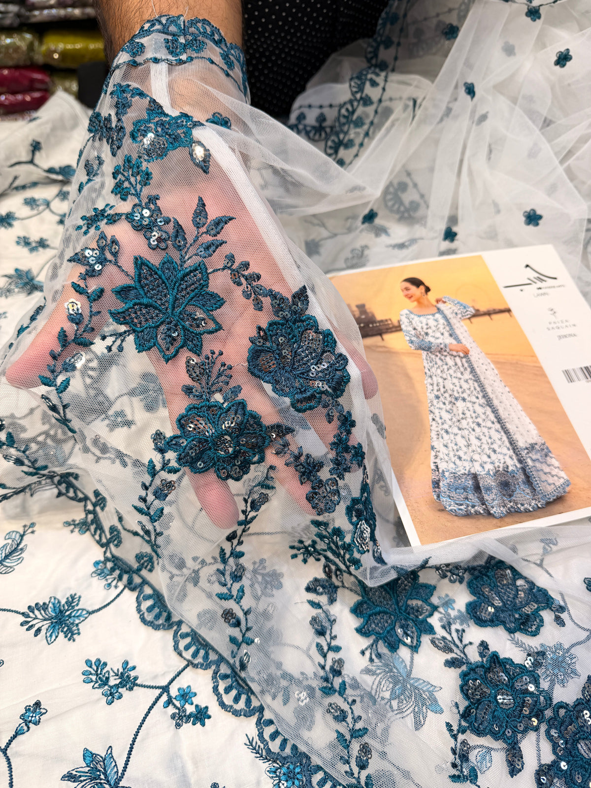 FAIZA SAQLAIN LAWN WHITE BLUE