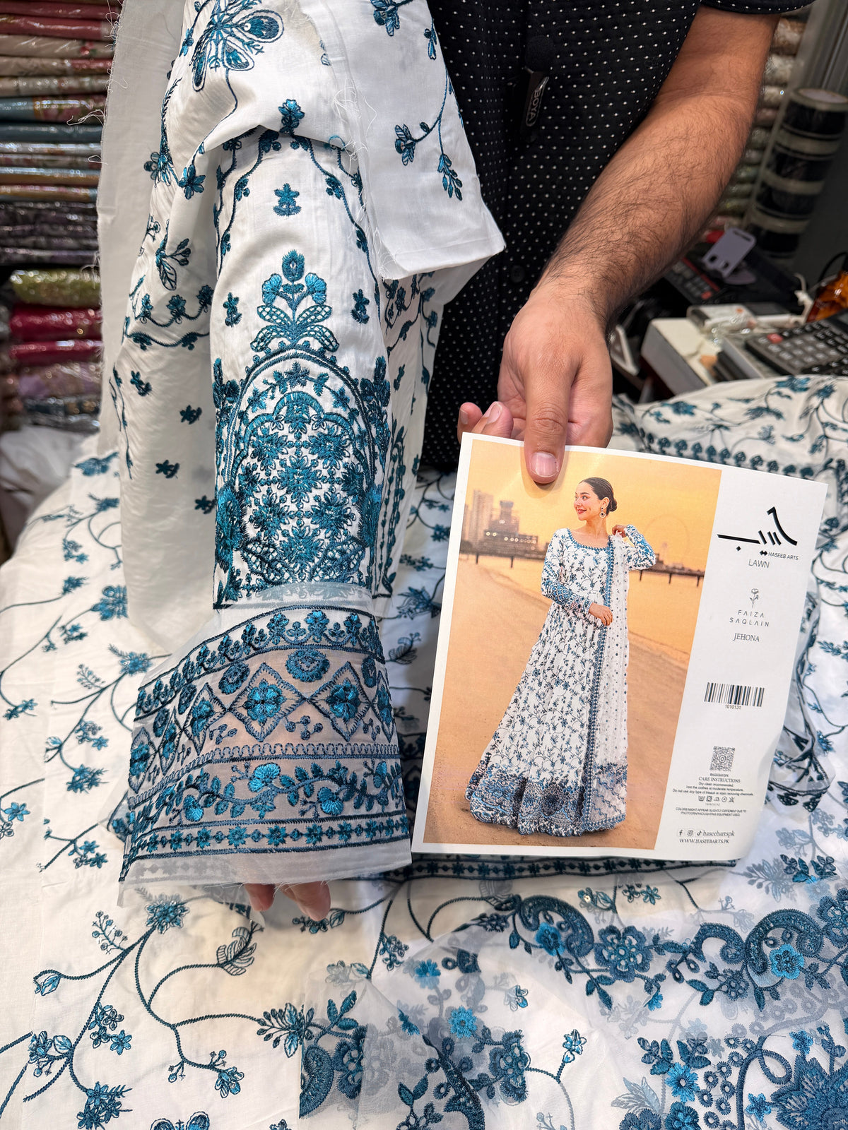FAIZA SAQLAIN LAWN WHITE BLUE