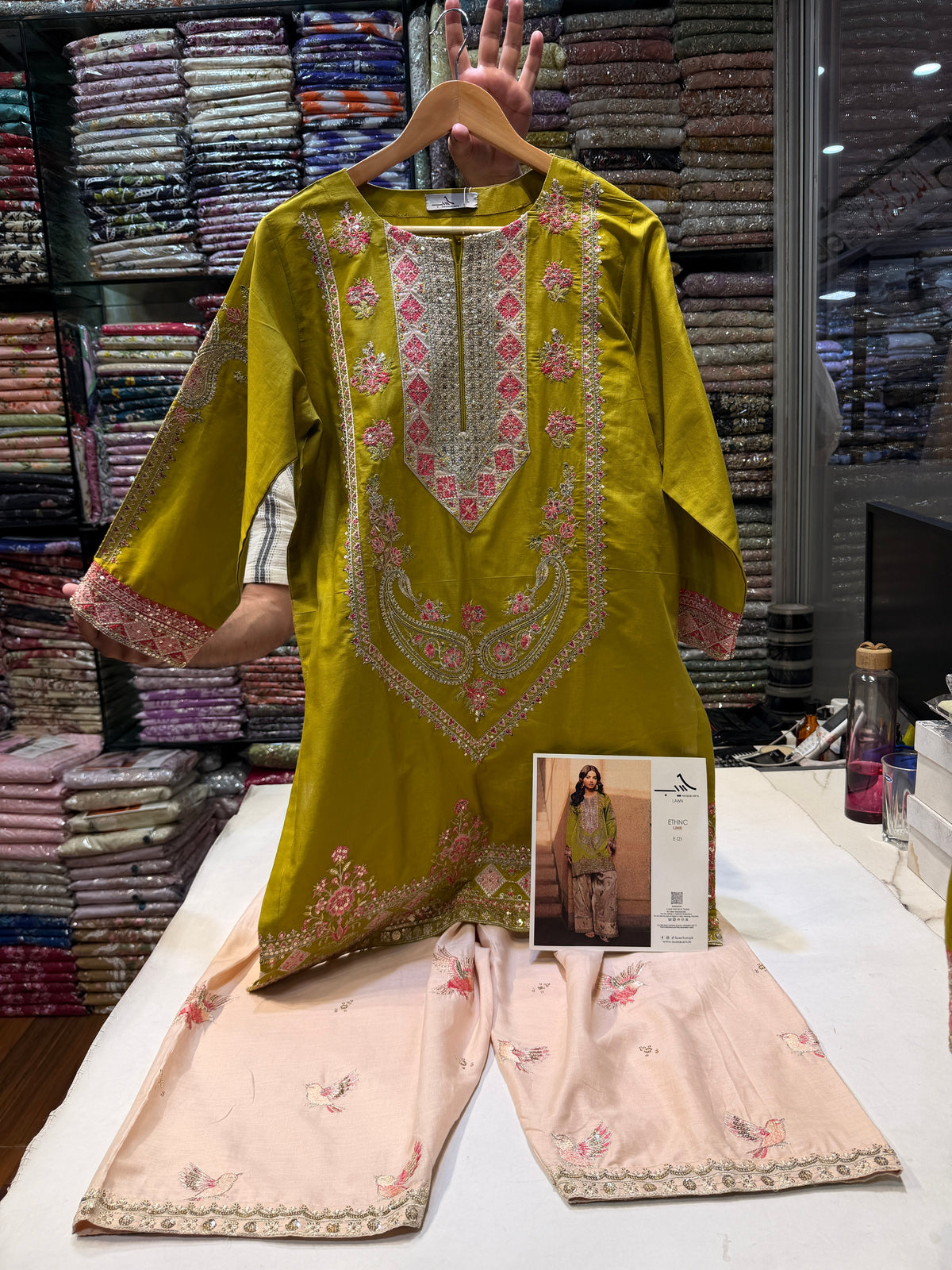 ETHNC KURTA SET 2Pc E-123 LIME