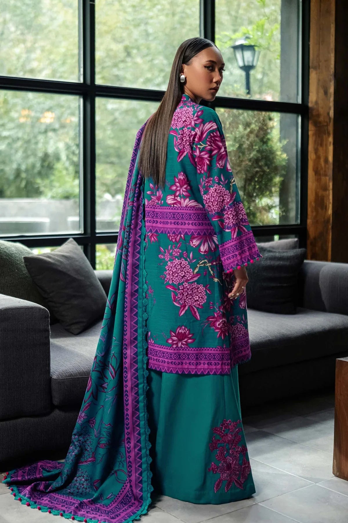 KHADDAR PRINT 3 PC UNSTICHED KH-503B SEA GREEN