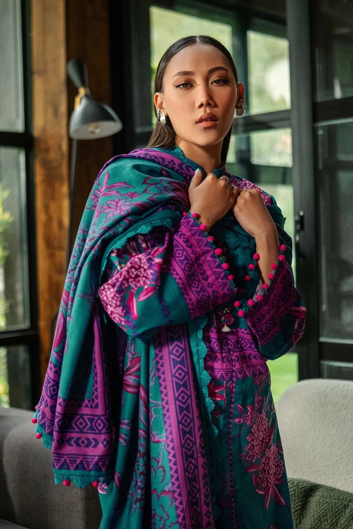 KHADDAR PRINT 3 PC UNSTICHED KH-503B SEA GREEN