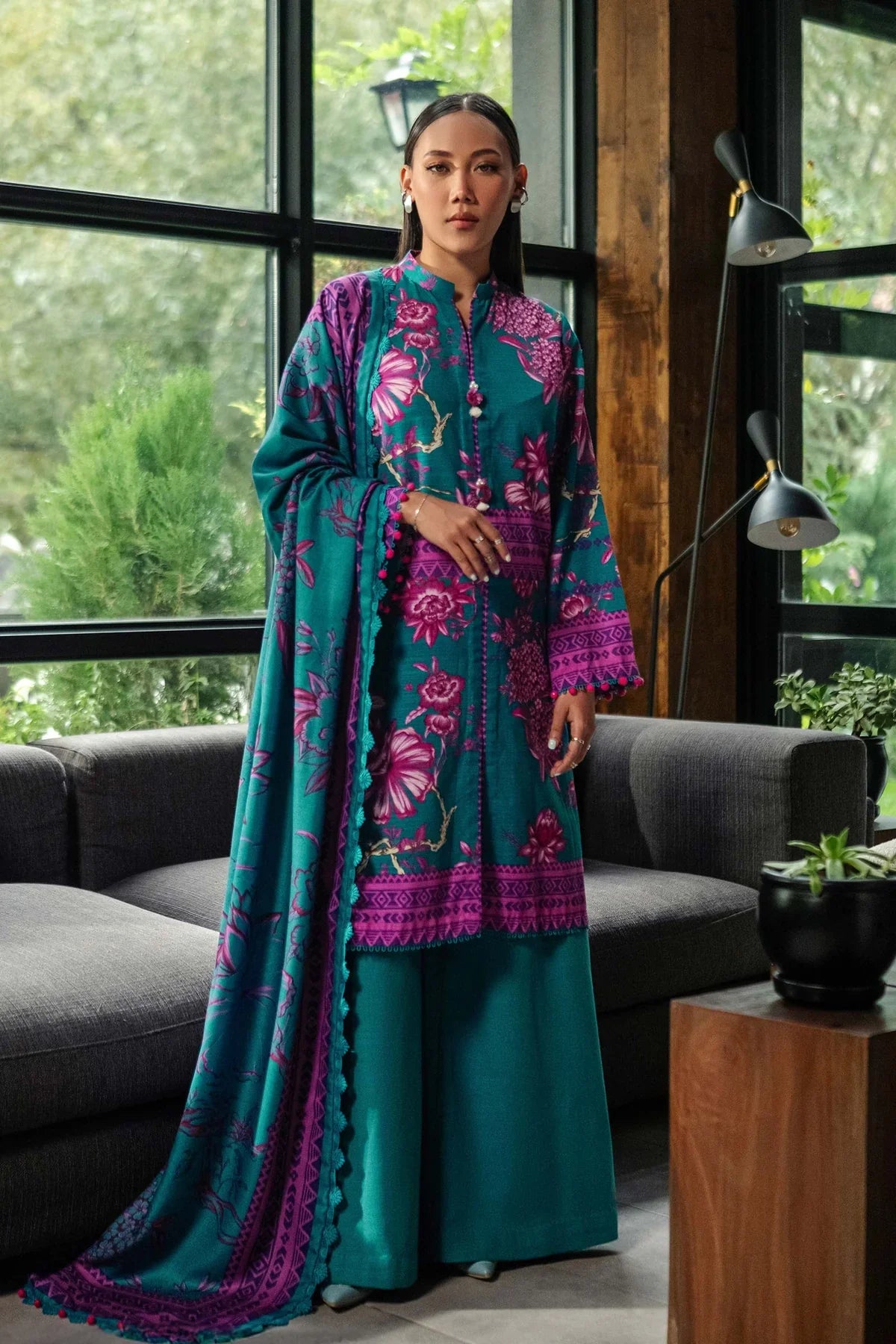 KHADDAR PRINT 3 PC UNSTICHED KH-503B SEA GREEN
