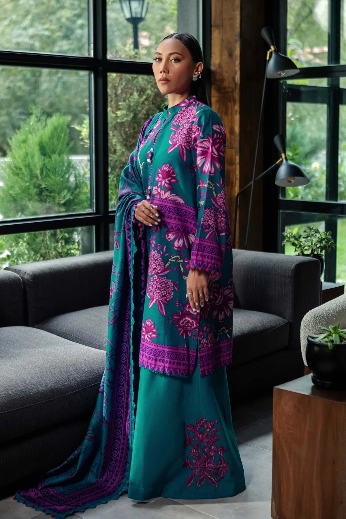 KHADDAR PRINT 3 PC UNSTICHED KH-503B SEA GREEN